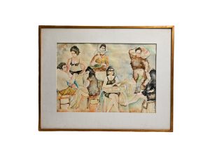 Neo Expressionist Greek Painting FLORAKIS MATTHEO ThemeL Female Figures Among Men Contemporary Watercolor Painting 850euros 1.jpg